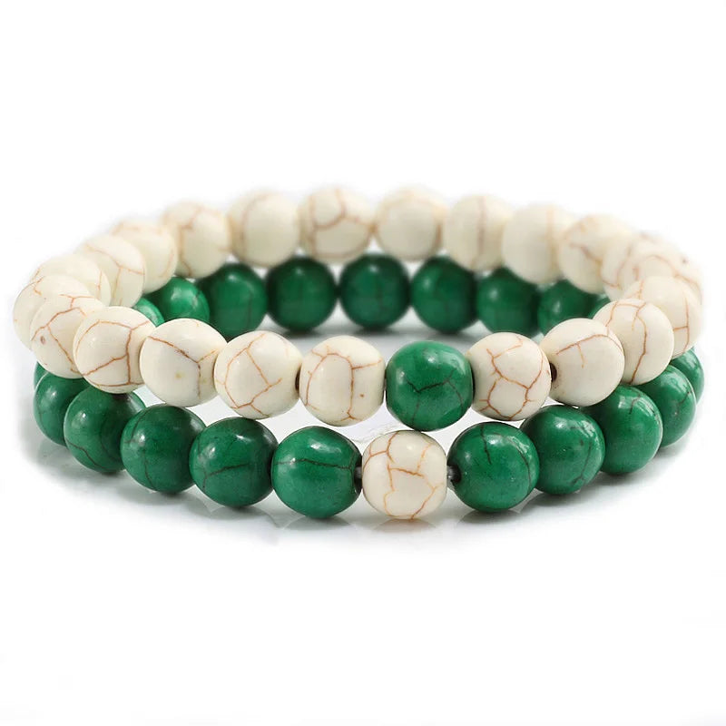 2Pcs/Set Couple Distance Beaded Bracelet Natural Stone Strand Bracelets Homme Charm Yoga Jewelry for Women Men Best Friend