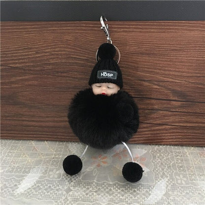 1PCS Cute Cartoon Doll Keychain Fur Ball Plush KeyChain Keyring Women Handbag Car Key Holder Bag Pendant Toys for Kids