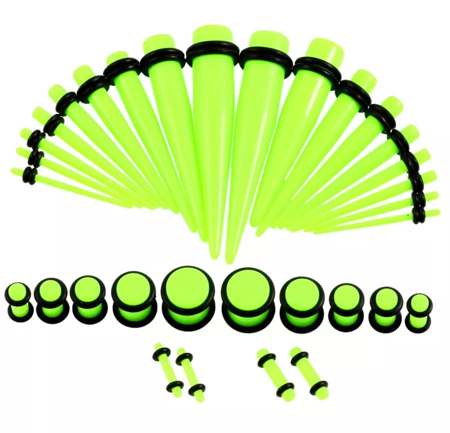 36pcs/Lot Acrylic Ear Gauge Taper and Plug Stretching Kits Mixed Color Ear Flesh Tunnel Expansion Body Piercing Jewelry 14g-00g