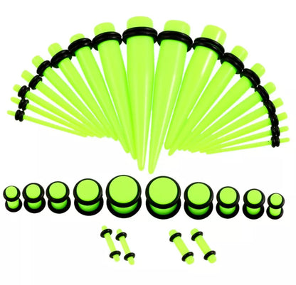 36pcs/Lot Acrylic Ear Gauge Taper and Plug Stretching Kits Mixed Color Ear Flesh Tunnel Expansion Body Piercing Jewelry 14g-00g