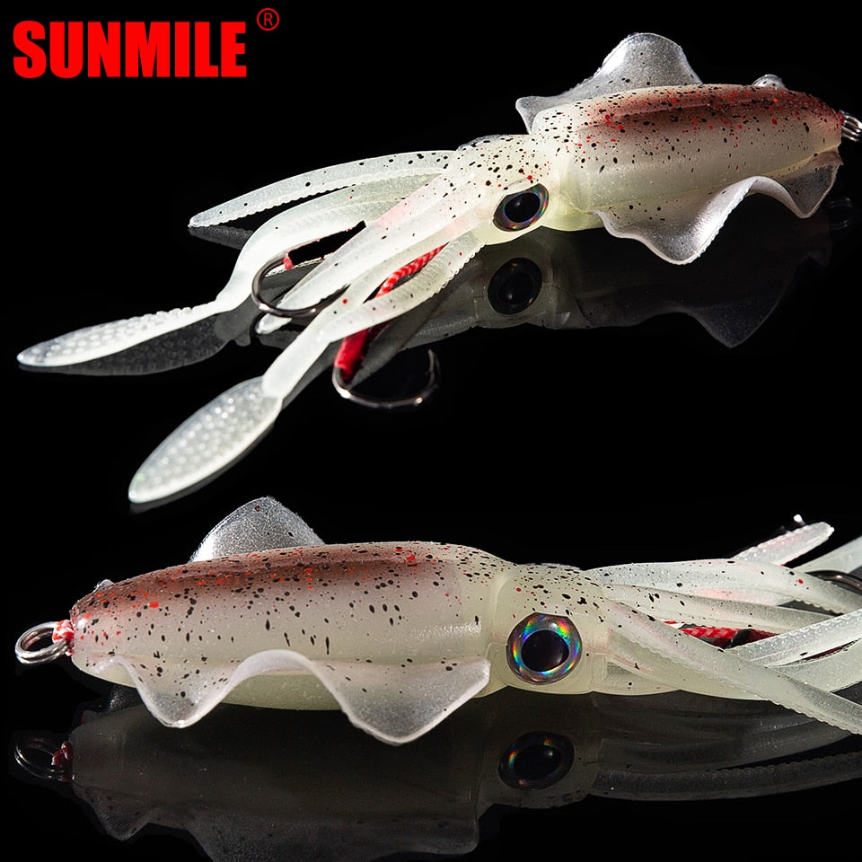 SUNMILE Fishing Soft Squid Lure 20g/60g/80g/100g/120g/150g Luminous/Uv Squid Jig Fishing Lures for Sea Fishing Wobbler Bait