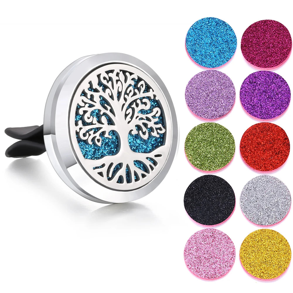 New Aromatherapy Jewelry Car Perfume Air Freshener Car Clip Tree of Life Aroma Essential Oil Diffuser Necklace Locket Pendants