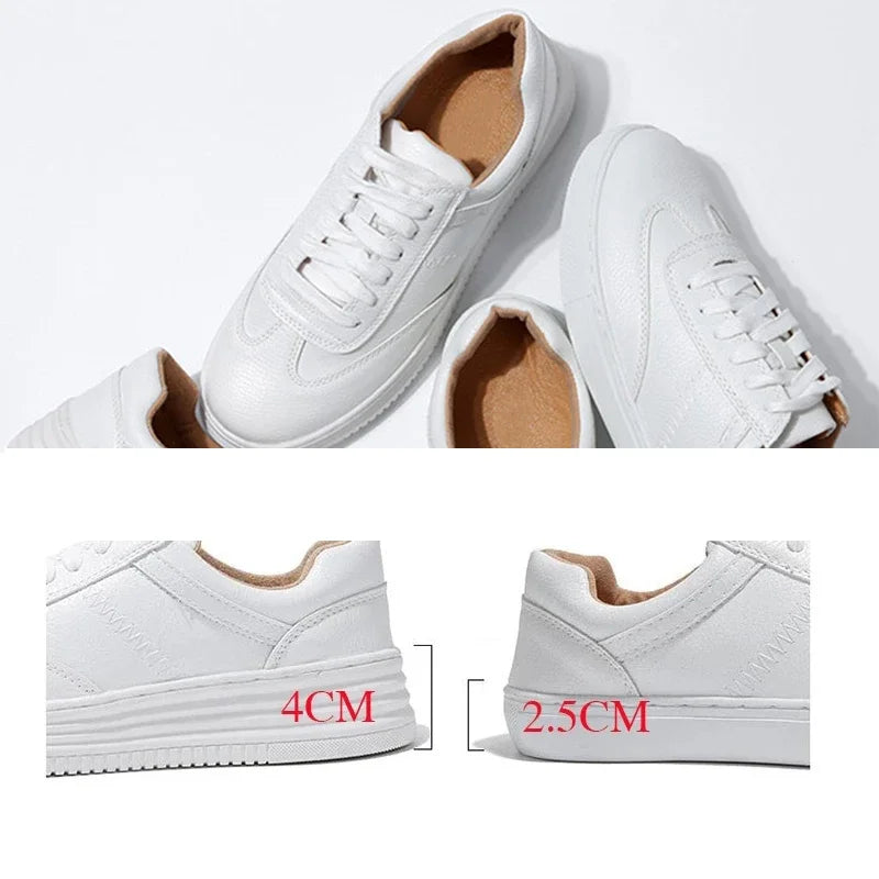 Fashion White Leather Women Chunky Sneakers White Shoes Lace Up Tenis Feminino Zapatos De Mujer Platform Women Casual Shoe
