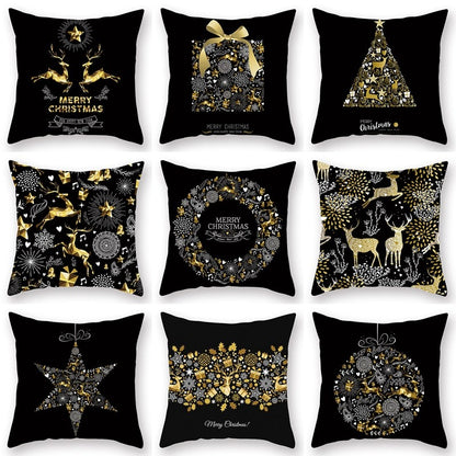 QIFU Cotton Linen Merry Christmas Cushion Covers 45x45cm Decorative Christmas Pi