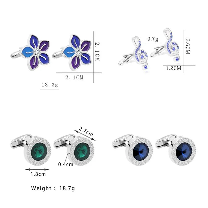 Simple Luxury Colorful Drusy Stone Cufflinks for Men Women Round Rhinestone Cuff Links Novelty Shirt Sleeve Buttons Accessories