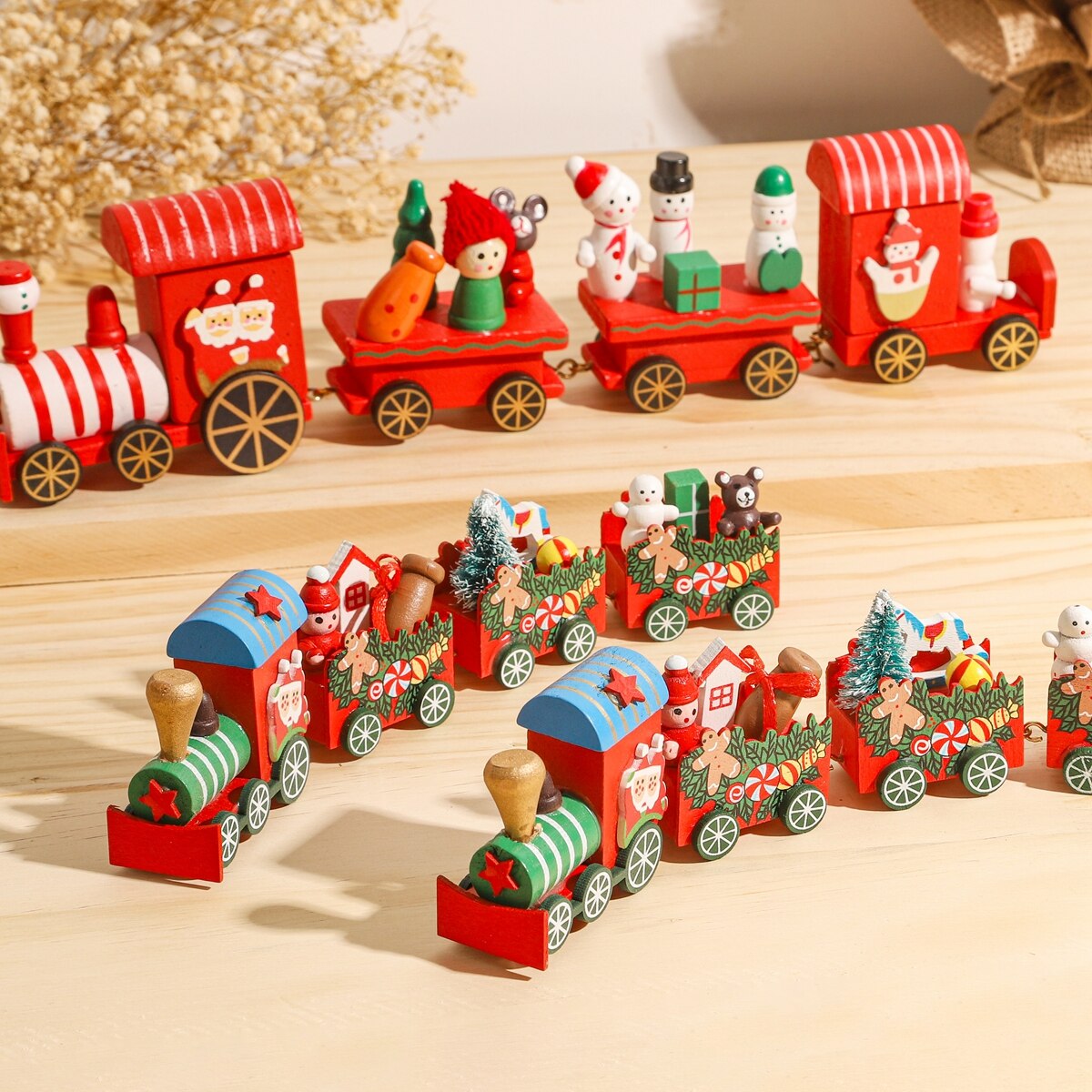 Christmas Wooden Train Merry Christmas Decoration for Home 2023 Christmas Ornaments Navidad Xmas New Year 2024