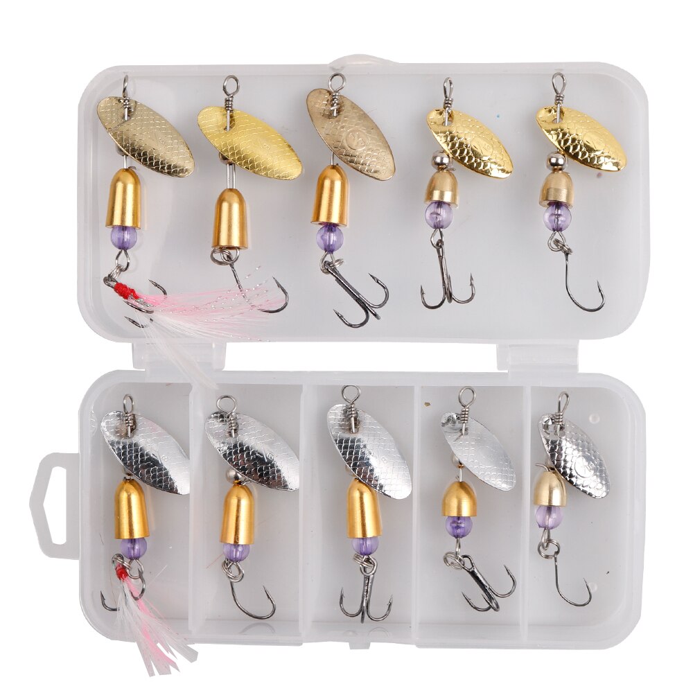 10pcs/Lot LUSHAZER Fishing Spoon Lures Spinner Bait 2.5-4g Fishing Wobbler Metal Baits Spinnerbait Isca Artificial With Box