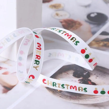 10Yards Christmas Decoration Ribbon DIY Handmade Printed  Polyester Party Christmas Wedding Party Packing Gilding Ribbon