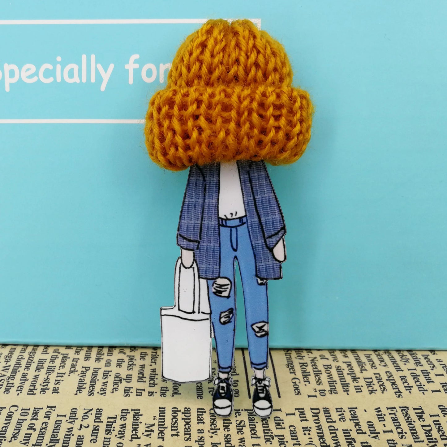 Fashion Brooch Pins for Woman Brooches Cute Girls Cartoon Models Acrylic Brooches Kawaii Pompom Clothing Jewelry Accessories