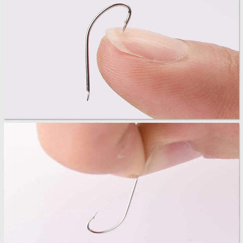 100pcs/Bag Iseama Circle Carp Eyed Fishing Hook Size 1# to 14# Ring Eye Japan High-Carbon Steel Fish Hook