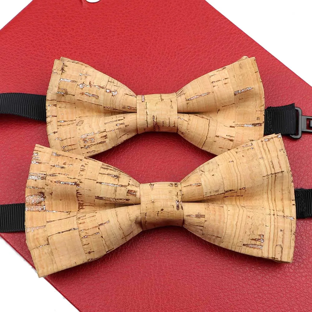 Fashion New Cork Wood Parent-Kid Bowtie Sets Fancy Adjustable Butterfly Handmade Bow Tie Wedding Party Neckwear Family Accessory