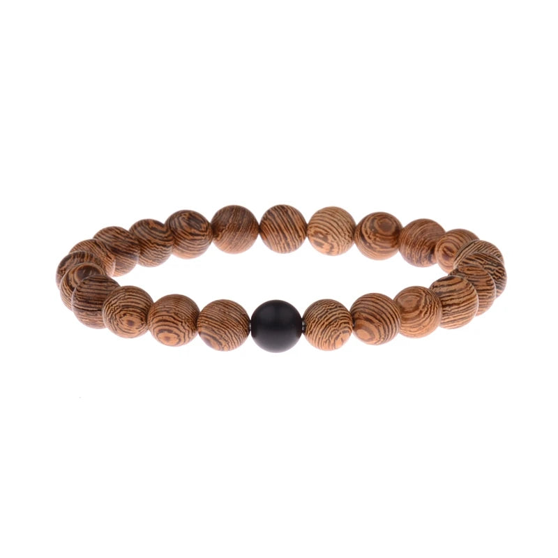 Couples Distance Bracelet Natural Wood Stone White and Black Yin Yang Beaded Bracelets for Men Women Best Friend Valentine's Day