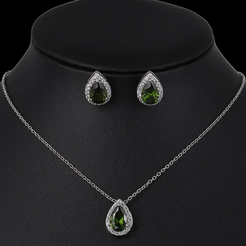 Nigerian Water Drop Cubic Zirconia Wedding Jewelry Sets Inlay Luxury Crystal Bridal Jewelry Set for Bridesmaids AS099