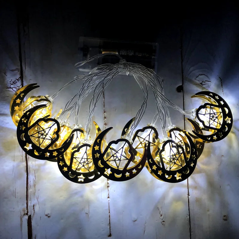 Ramadan Decoration Plastic Lantern Led String Lights Ramadan Kareem Decor Eid Mubarak Al-Fitr Eid Festival Party Supplies