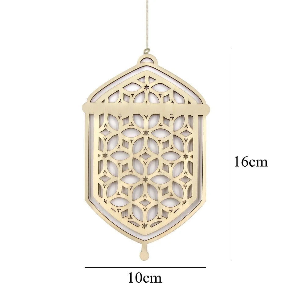 Eid Ramadan Wooden Hanging Ornaments for Ramadan Kareem DIY Wreath Supplies Islam Party Metal Ring Wreath Party Decorations