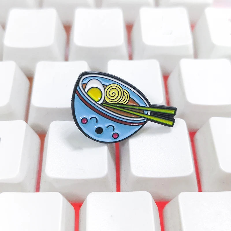 Cartoon Ramen Sushi Enamel Pins Cute Japanese Foods Tonkotsu Noodles Brooches Denim Shirt Collar Lapel Pins Badge Jewelry