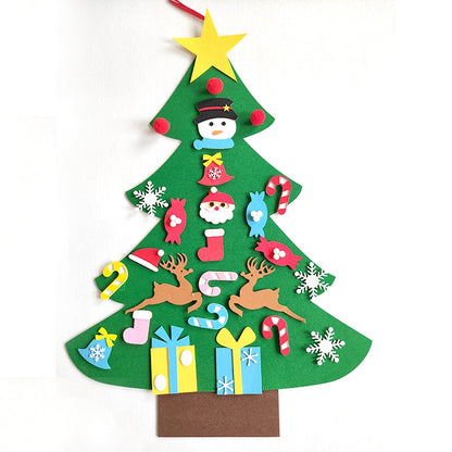DIY Felt Christmas Tree Christmas Decoration for Home Navidad 2022 New Year Christmas Ornaments Santa Claus Xmas Kids