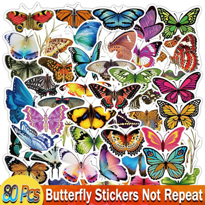YAMIOW Anime Stickers Cartoon Animals Neon Light Butterfly Dogs Style Skateboard Sticker for Laptop Car Luggage Bicycle Guitar