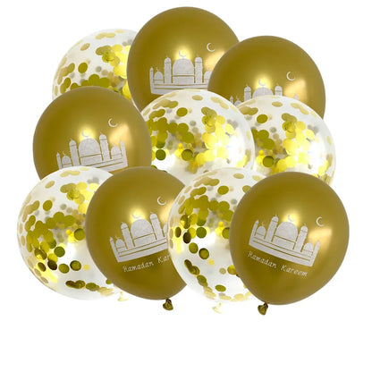 10pcs Eid Mubarak Latex Balloon Balloons Ramadan Kareem Decoration Ramadan Mubarak Muslim Islamic Festival Party DIY Decorations