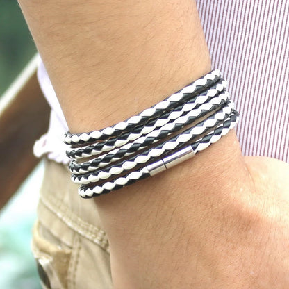 TYO Fashion 5 Layer Leather Bracelets & Charm Bangle Handmade Round Rope Turn Buckle Bracelet for Women Men Low Price