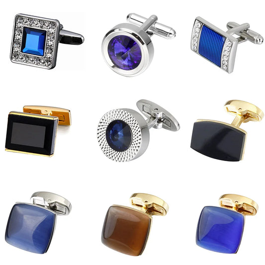 MeMolissa Luxury High Quality Opal Cufflinks Fashion Crystal Cufflinks 18 Styles for Business/Wedding/Party for Men