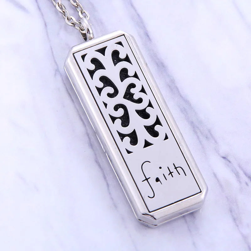 Square Stainless Steel Magnetic Aromatherapy Diffuser Necklace Jewelry Perfume Locket Pendant Essential Oil Locket Necklace