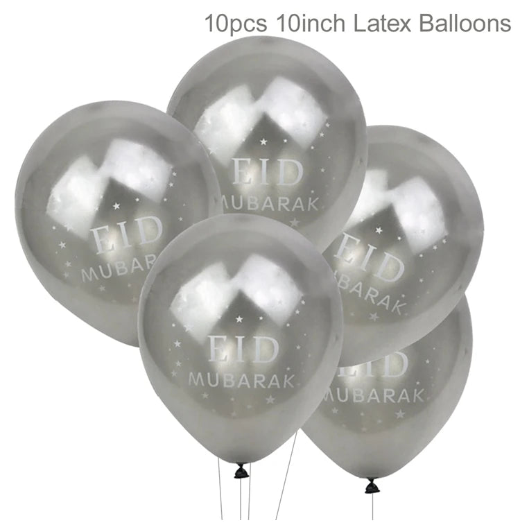EID Mubarak Banner Balloons Cake Topper Ramadan Decoration Ramadan Kareem Mubarak Muslim Islamic Festival Party DIY Decorations