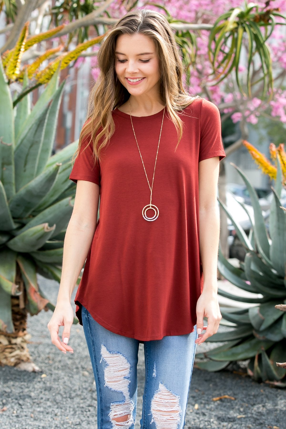 Short Sleeved Round Neck Boyfriend Tunic