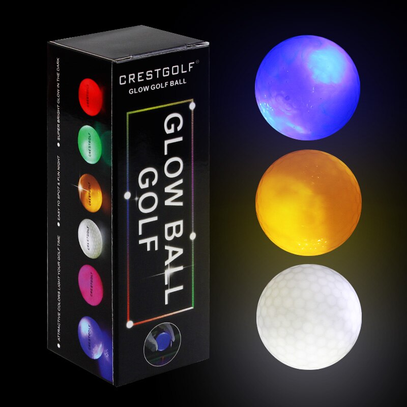 CRESTGOLF 3pcs/Per Pack Led Golf Balls for Night Training Luxury Golf Practice Balls With 6 Colors
