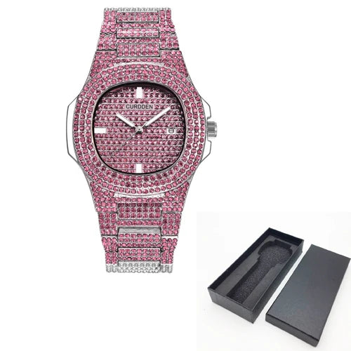 New 2021 ICE Out Role Hip Hop Watch Diamond Watch Men Silver Steel Mens Quartz Watches Waterproof Relogio Masculino