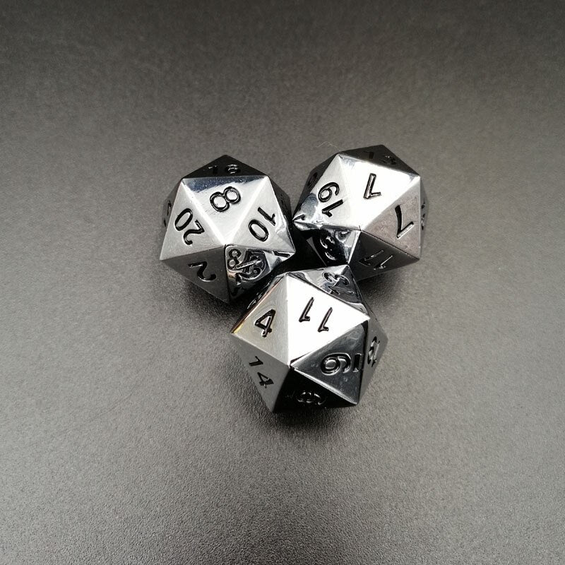 1 Piece Golden/Bronze/Silver Metal Funny Dice Standard 20 Sided Decider Board Game Acessorios