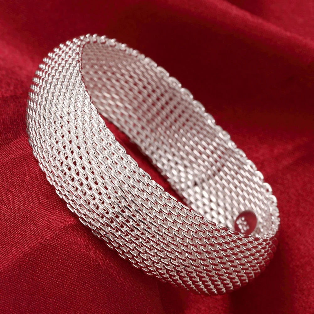 Andara 925 Sterling Silver Round Heart Open Bracelet for Women Jewelry Cuff Bangles