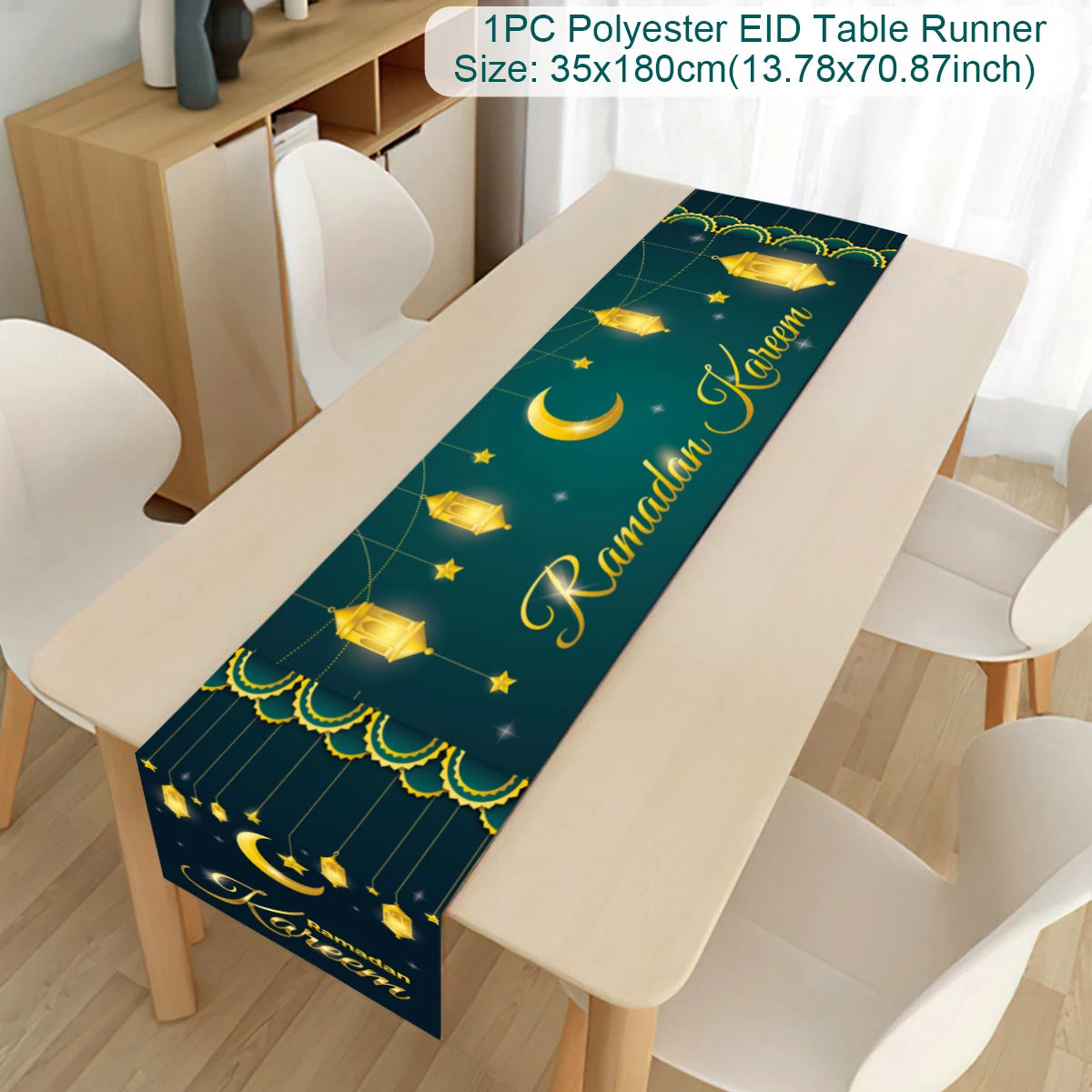 Ramadan Decor Table Runner EID Mubarak Decoration 2024 for Home Tablecloth Ramadan Kareem Islamic Muslim Party Eid Al Adha