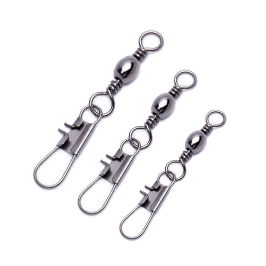 50pcs 14# to 3/0# Swivels Interlock Snap Fishing Lure Tackles Gear Accessories Connector Swivels Pin Bearing Rolling Solid Tool