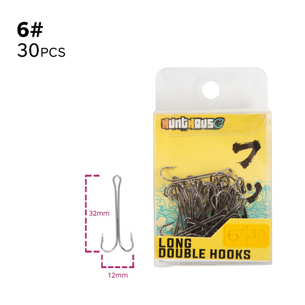 Hunthouse 2020 New Fishing Hooks Double Hook Long High Carbon Steel Fishing Tackle Different Sizes Equiped With Soft Lure