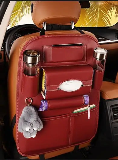 2022 New Car Seat Back Storage Organizer Bag Universal PU Leather Multifunction Storage Box Stowing Tidying Pocket Auto Styling