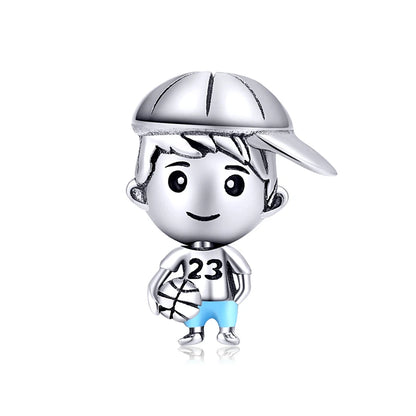 BISAER 925 Sterling Silver Couple Girl Boy Pendant Charm Pineapple Strawberry Dessert Beads for Women Bracelet DIY Fine Jewelry