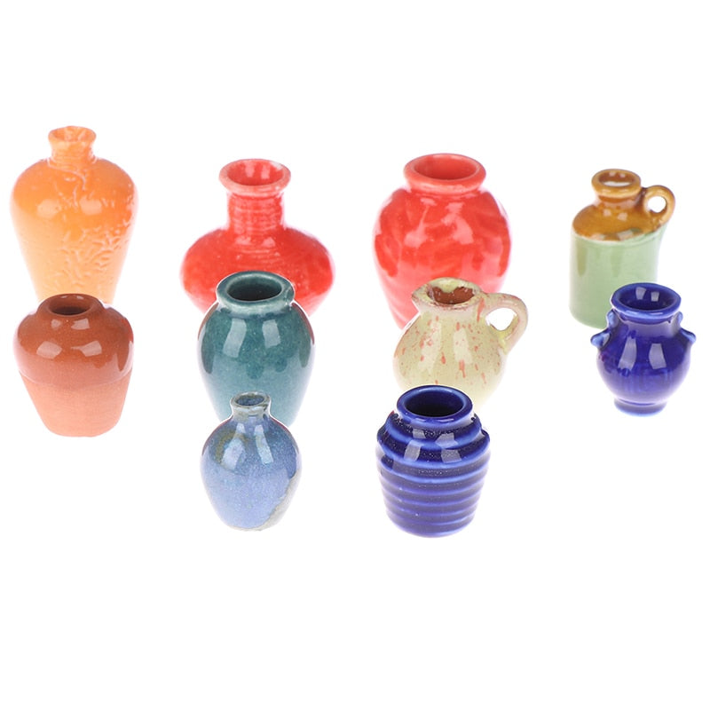1/2/3/5/7/9pcs/Set Dollhouse Mini Ceramic Porcelain Vase Accessories Doll House Miniatures 1:12 Accessories Decorative Miniature